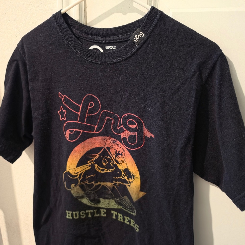 LRG Hustle Trees Graphic T-Shirt Mens Medium Black Short Sleeve Streetwear Tee